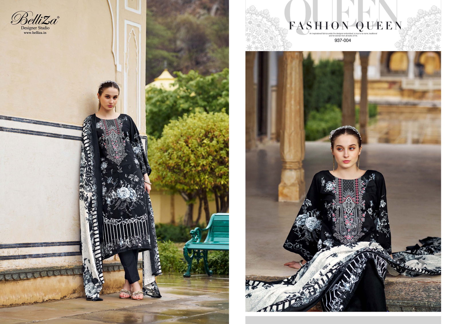 Naira Black And White Edition 3 By Belliza Cotton Dress Material Wholesale Shop In Surat
